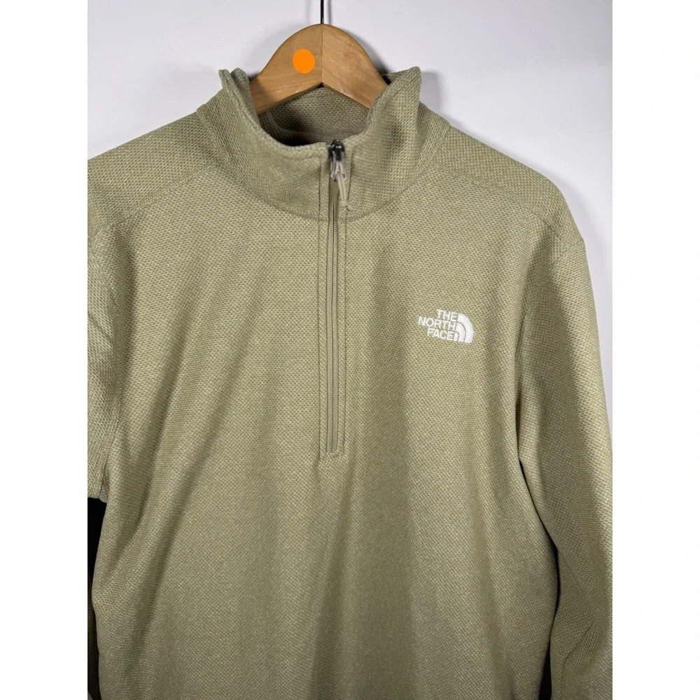 The North Face‎ Mens Large 1/4 Zip Fleece Pullover Textured Olive Green Jacket